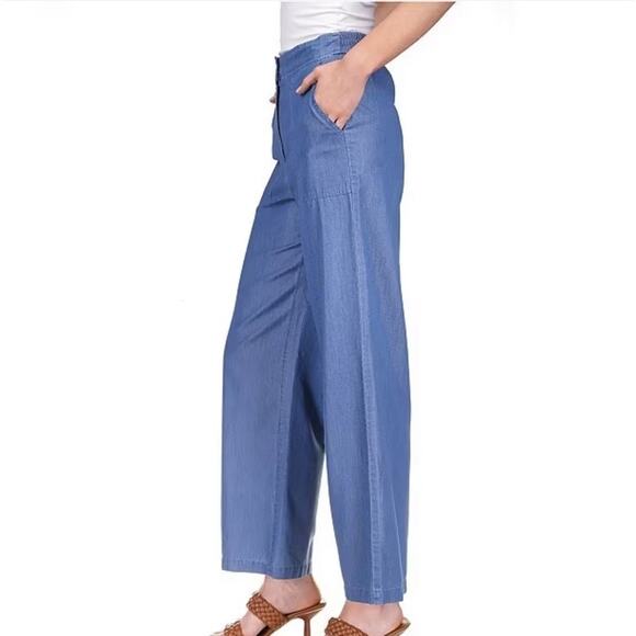 MICHAEL Michael Kors Chambray Wide Leg Pants new size 2 Flowy for Summer - Picture 5 of 16